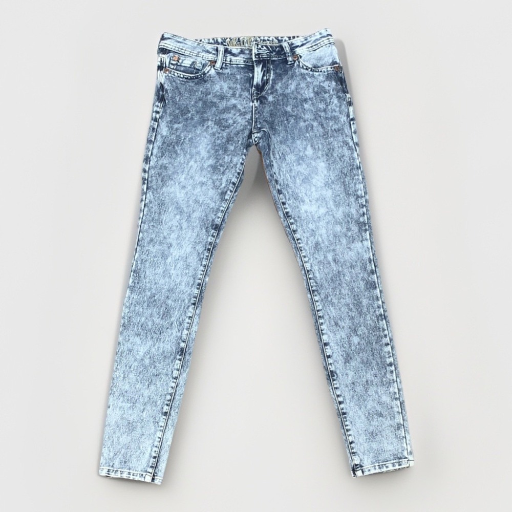 Vintage Y2k Style WallFlower Acid Wash Stretch Denim Jeans Gray Black Button